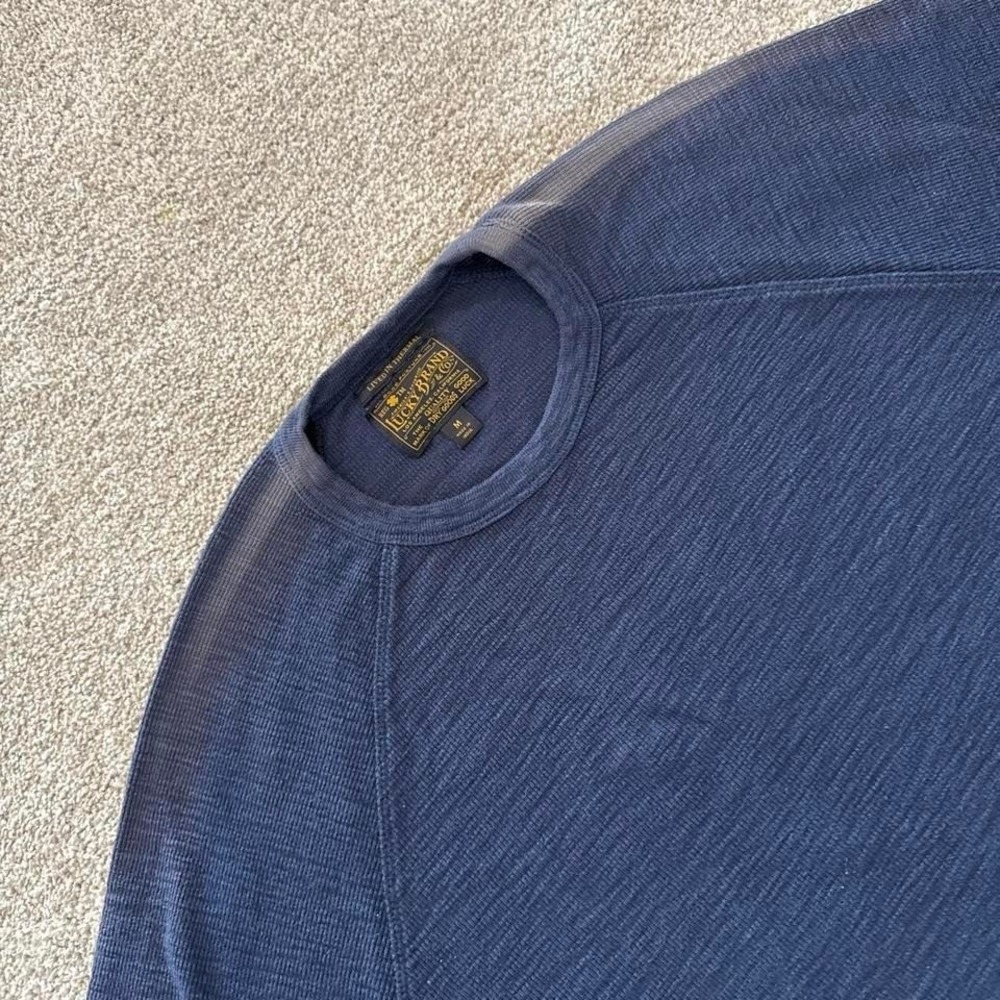 Lucky Brand Thermal Long Sleeve Shirt Medium Navy Sun Faded